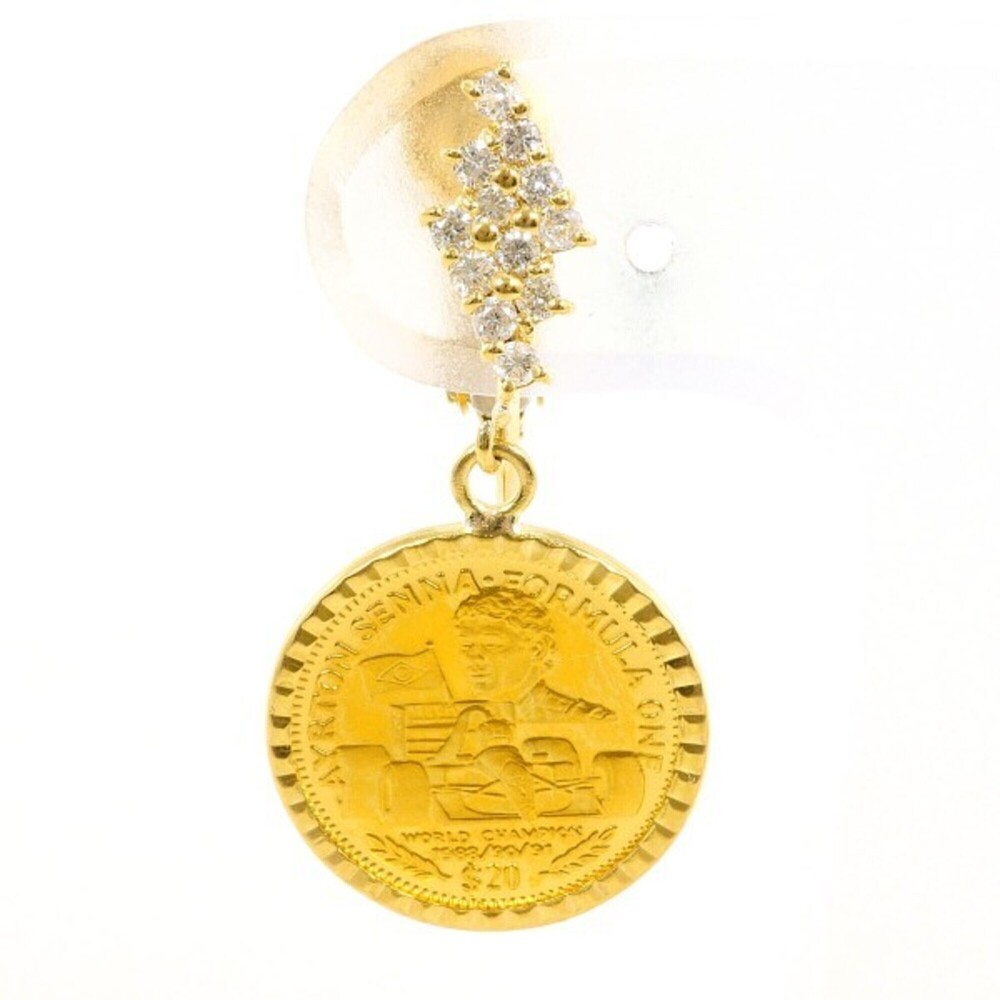 Liberia Ayrton Senna 20 Dollar Coin Gold K24YG 18KYG Earring (Single Earring)...